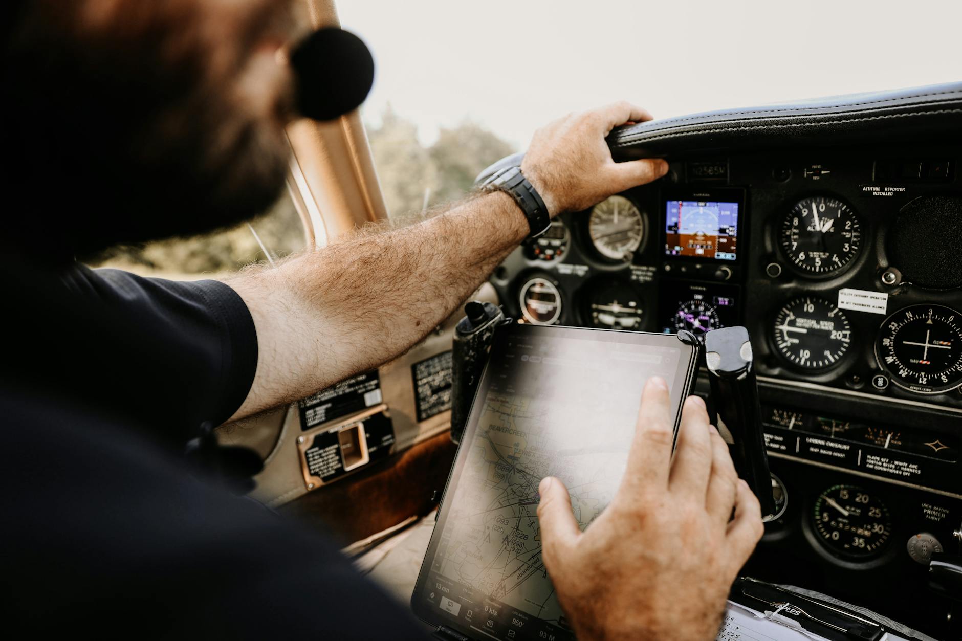 pilot at cockpit